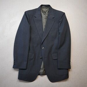 Vtg Mens‎ 38R Blue Gray Silver Button Mens Blazer Suit Jacket Sport Coat